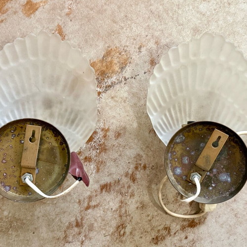 Vintage glass wall sconces used from the 1950s