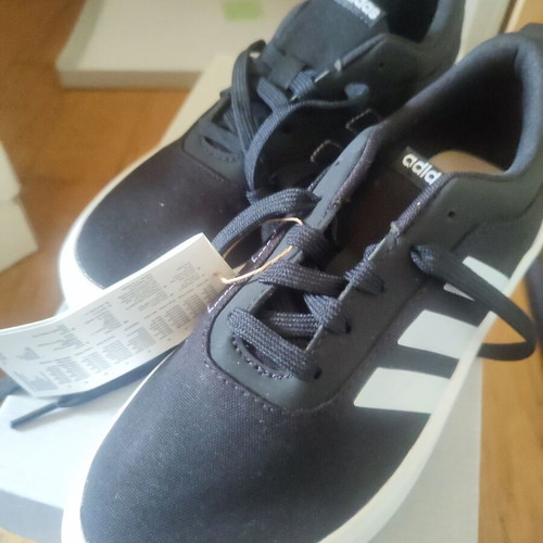 Adidas athletic shoes new, black and white, size 40