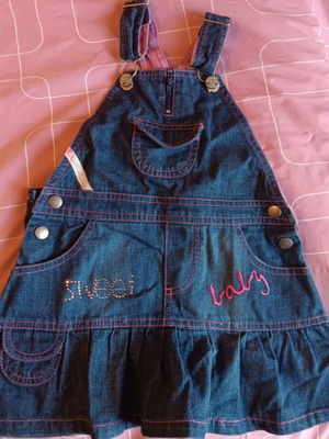 Allouette denim dress for girl 3 years 98 cm like new, pink details