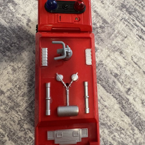 Fire truck toy used with sound, light, and water pump