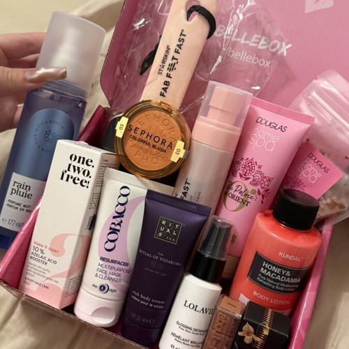 Cosmetics set with skincare and body products