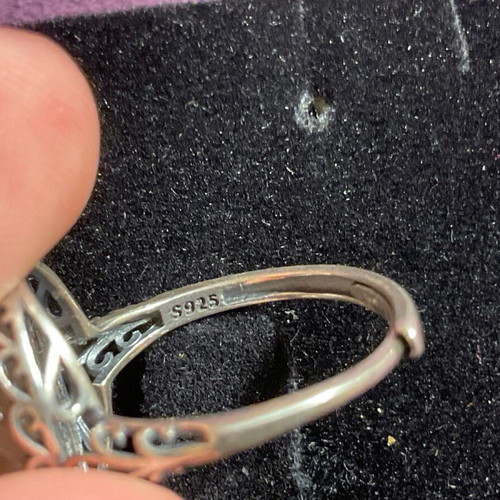Silver ring one size with authentic Lepidolite stone