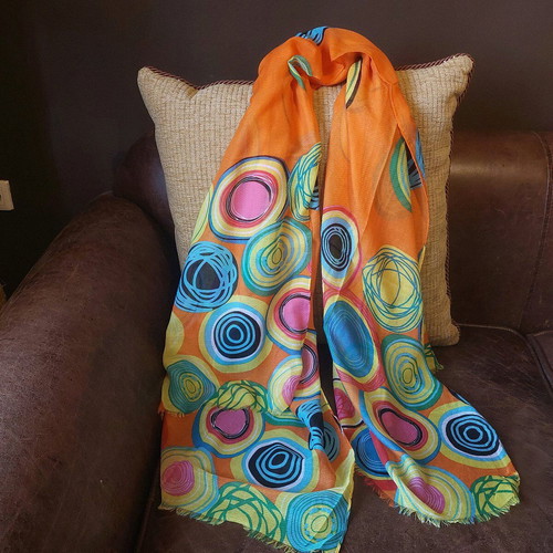 Colorful large scarf like new, shawl, pareo