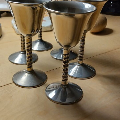 Silver plated shot glasses used