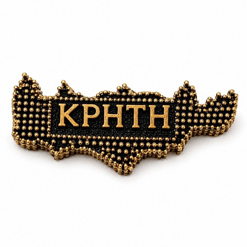 Keychain Crete 3D handmade, gold and black