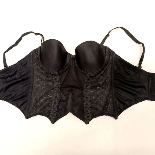 Luna black satin corset size 80C like new with lace and underwire
