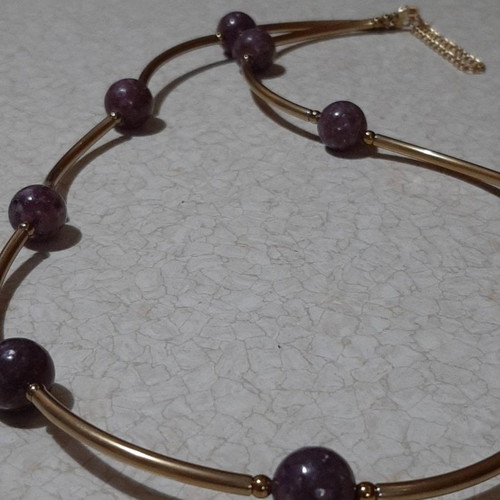 Handmade necklace with semi-precious stones and surgical steel