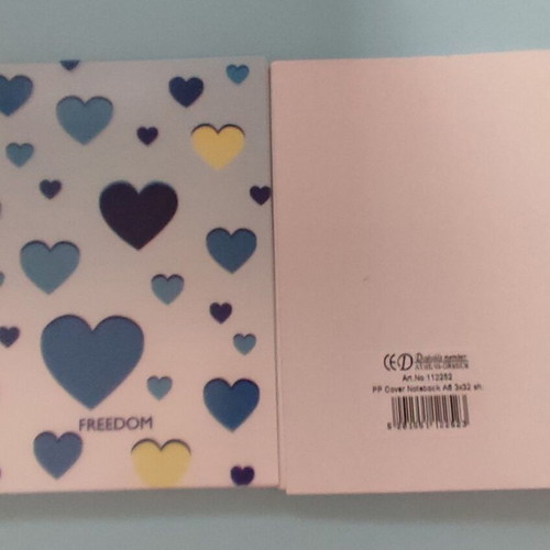 Freedom Hearts Spiral Notebook new, blue cover, 3 subjects 96 sheets