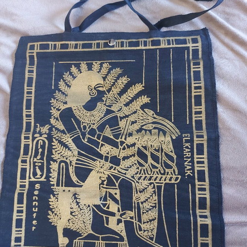 Vintage Egyptian Canvas Bag new, black with gold decorations