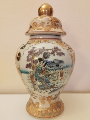 Vintage Βάζο Satsuma με Καπάκι 22 εκ. σαν καινούργιο