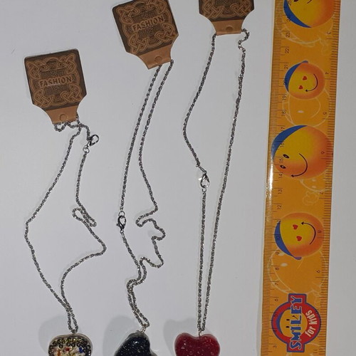 Pendant set of 6 handmade with resin and various materials