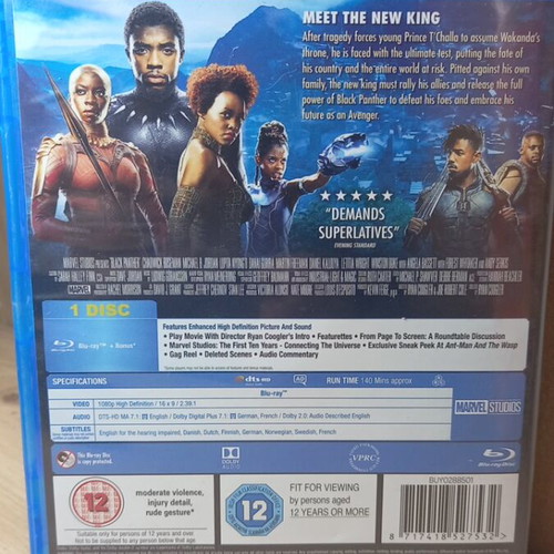 Black Panther Blu-ray with English subtitles