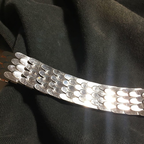 Silver elastic belt worn once