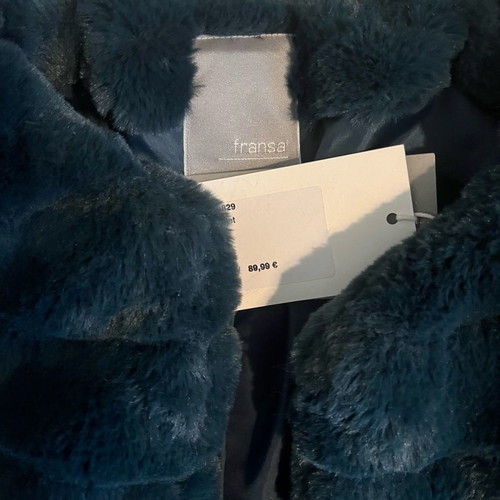 Fransa synthetic fur jacket new, petrol color