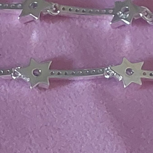 A.L.E. silver bracelet with star design and white zirconia, size 18-21