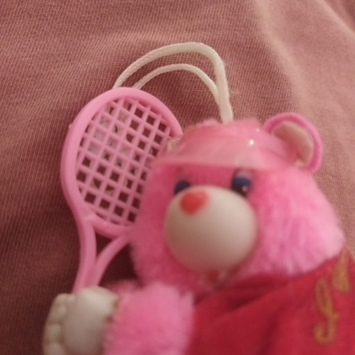 Vintage Tsibbi Tsibbi clip-on teddy bear with tennis racket used