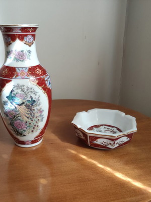 Vase and ashtray like new, Limoges Japanese porcelain