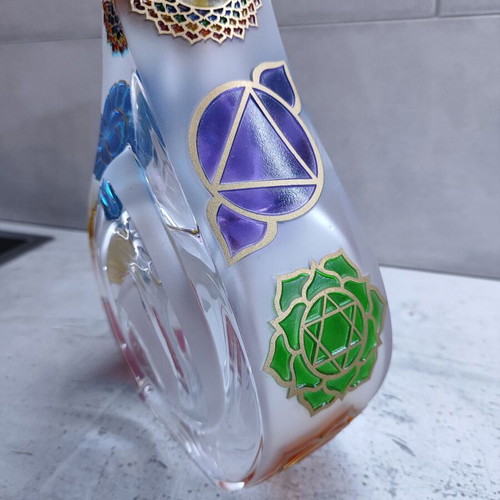 Oil Candle Holder with 7 Chakras Symbols like new