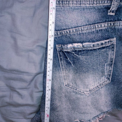 Denim shorts S with distressed details refurbished