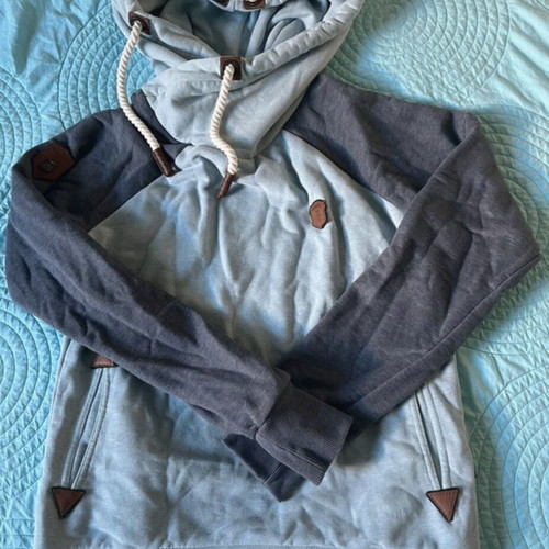 Naketano hoodie used, gray and turquoise, size L