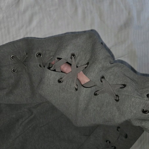 PINK Victoria’s Secret grey cropped hoodie with lace-up sleeves, like new, size M