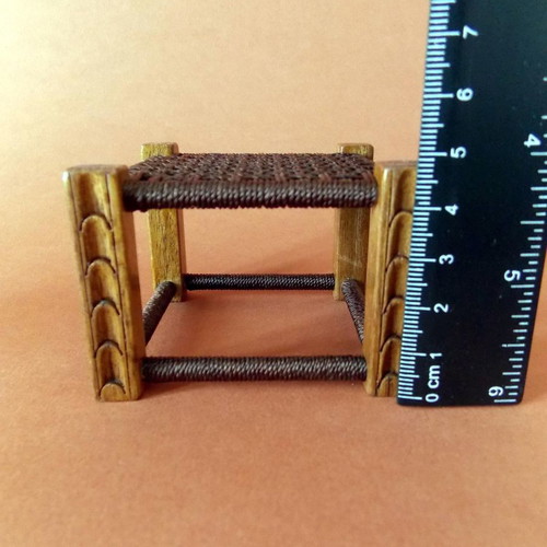 Wooden carved miniature stool new from walnut