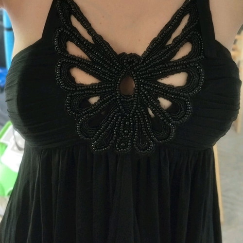 Lipsy London black dress like new, mini with impressive bust and backless design