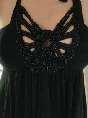 Lipsy London black dress like new, mini with impressive bust and backless design