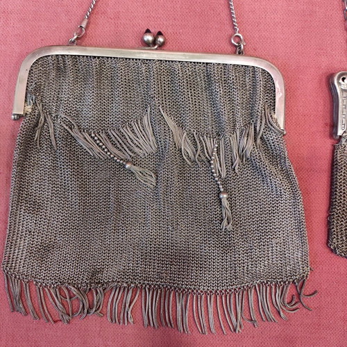 Vintage women's mesh purses like new, set of 3, alpacca and silver