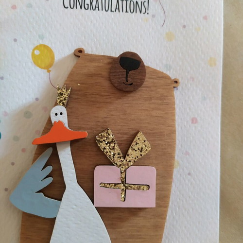 Congratulations Greeting Card new with wooden details and envelope
