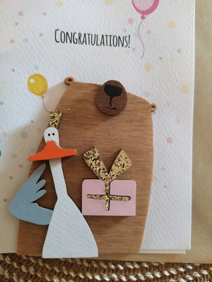 Congratulations Greeting Card new with wooden details and envelope