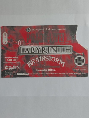 Labyrinth and Brainstorm Concert Ticket 7-2-1999 like new