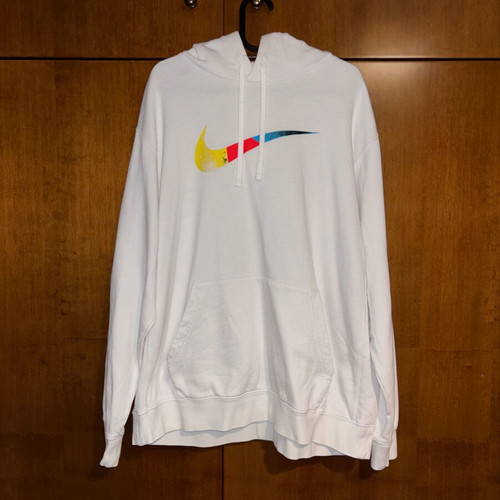 Nike hoodie white with multicolor swoosh like new, XL
