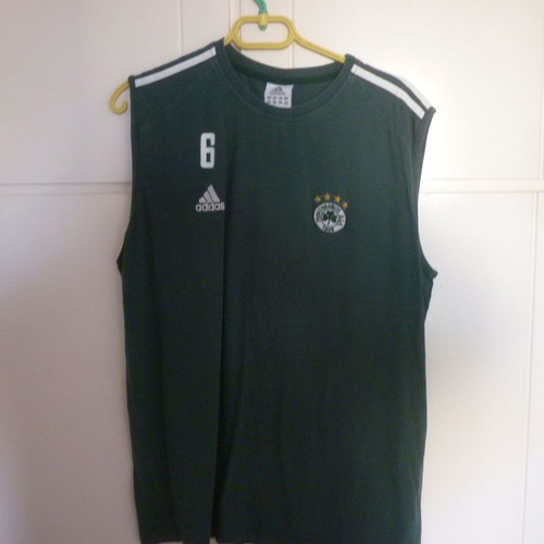 Panathinaikos basketball sleeveless training t-shirt used with embroidered logo