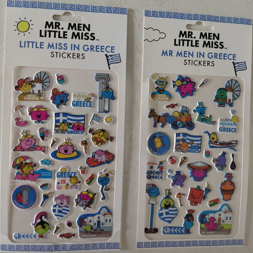 Mr. Men Little Miss Puffy Stickers New, Greek Summer Theme