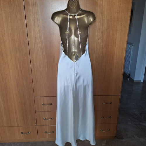 Zara Ivory Satin Diamanté Dress Size Medium New With Tags
