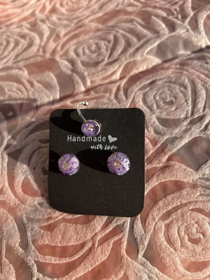 Handmade jewelry set with purple details, new