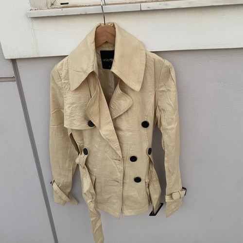 Celestino trench coat used, beige with glitter thread