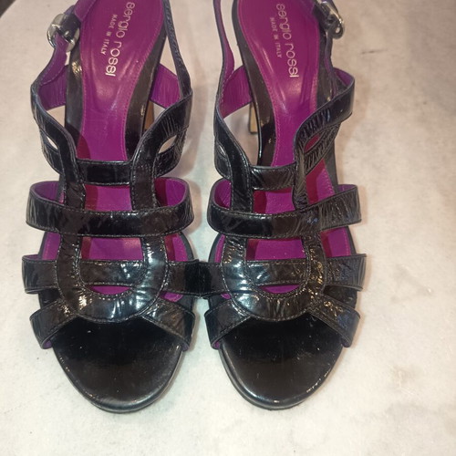Sergio Rossi patent leather sandals like new, black, size 37.5