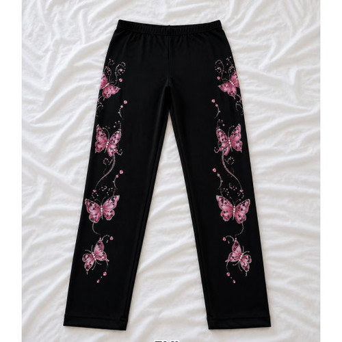 Black pants 5XL new with pink butterfly design
