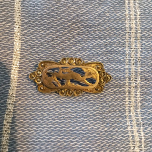 Silver-gold brooch used with Rodian technique and 9k deer motif