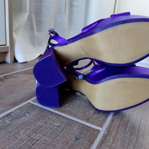 Zara purple satin heeled sandals with platform new, size 36