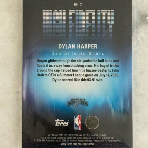 2025-26 Topps Signature Class Dylan Harper High Fidelity RC Rookie Card new