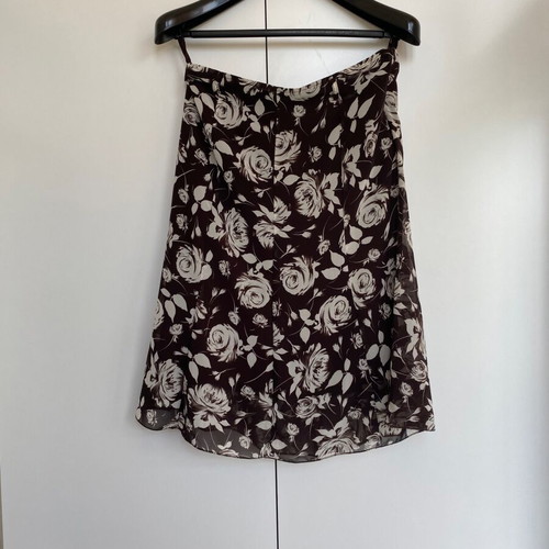 Floral brown midi skirt like new, summer light fabric