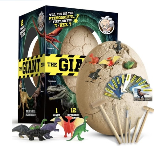 Dinosaur Egg Excavation Set with 12 Miniature Dinosaurs and Tools