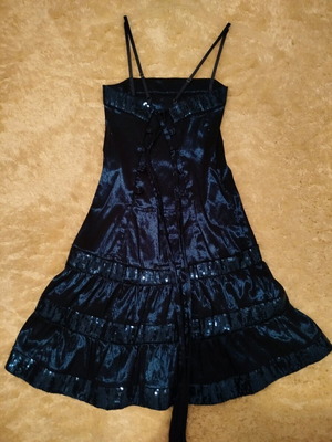 Blue mini dress with crisscross back one size like new