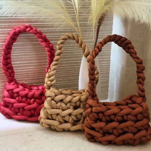 Handmade knitted shoulder bag from couture yarn new