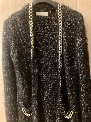 Knitted women's cardigan used with gold thread and chain Justor