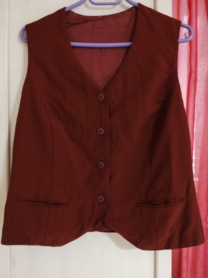 Vintage handmade high-waisted skirt and vest set like new, burgundy, size L