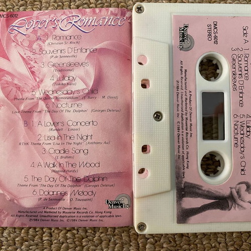 Lover's Romance instrumental music cassette tapes, pack of 4